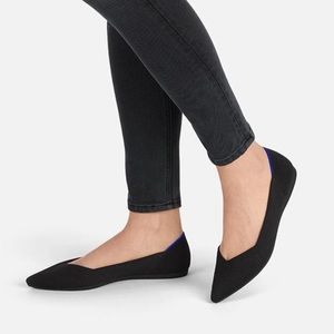 Rothy's Black Flats with Blue Accent